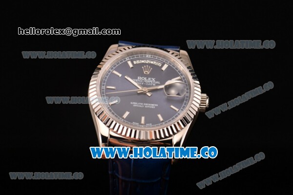 Rolex Day-Date Asia 2813/Swiss ETA 2836/Clone Rolex 3135 Automatic Steel Case with Stick Markers and Blue Dial (BP) - Click Image to Close